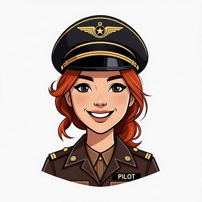 Redhead Female Pilot Illustration