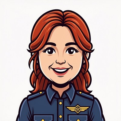 Smiling redhead woman pilot illustration