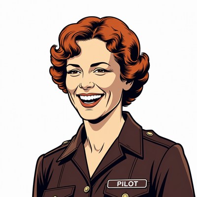 Smiling Female Pilot Illustration