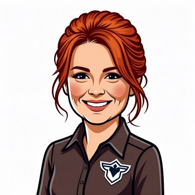 Smiling redhead woman in uniform