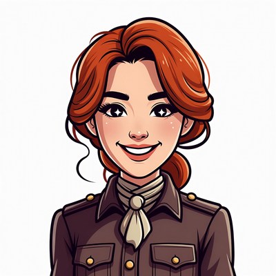 Smiling Woman in Brown Uniform