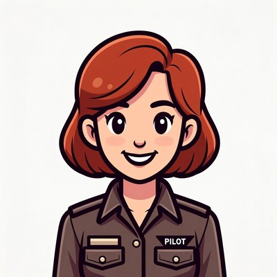 Cartoon Female Pilot Smiling