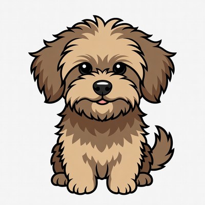 Cute fluffy Shih Tzu puppy illustration