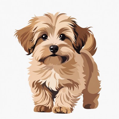 Cute fluffy Shih Tzu puppy illustration