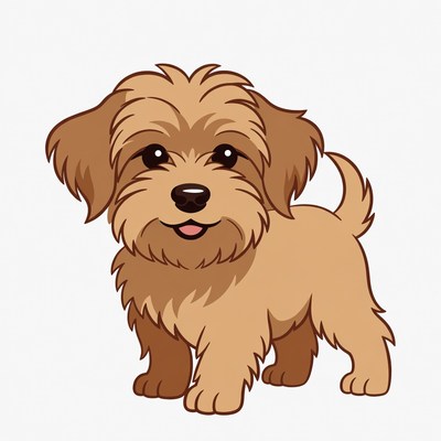 Cute Cartoon Yorkshire Terrier Puppy