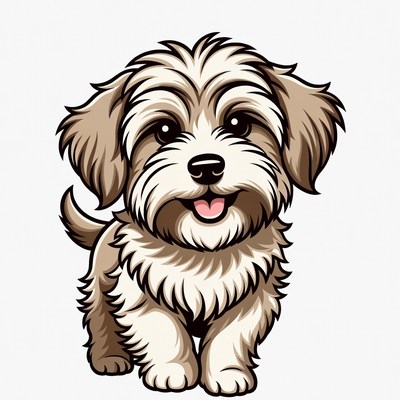 Cute fluffy puppy illustration