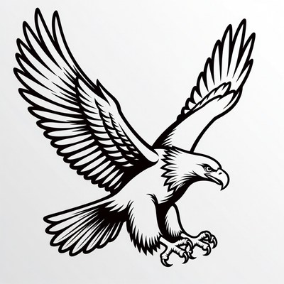 Bald eagle flying with wings spread