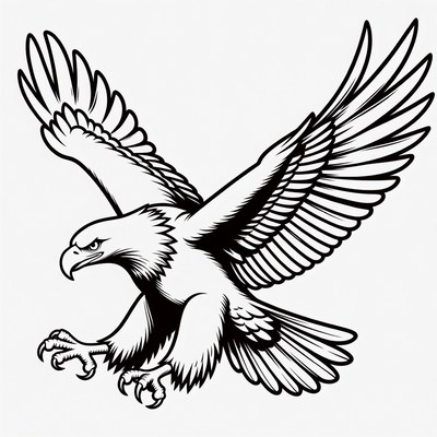 Bald Eagle Flying with Wings Spread
