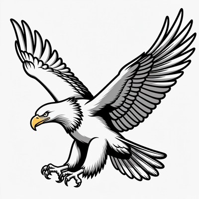 Bald eagle flying with wings spread