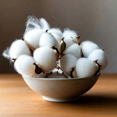 White cotton bolls in bowl