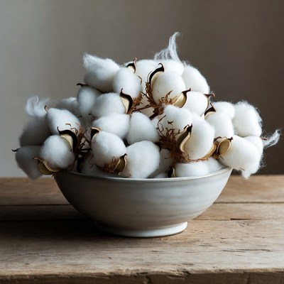 White cotton bolls in bowl