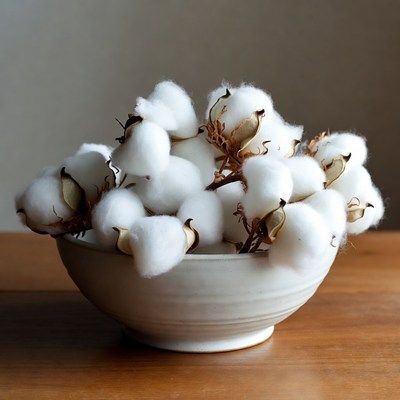 White cotton bolls in bowl