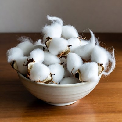 Cotton Bolls in White Bowl