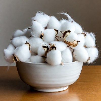 White cotton bolls in bowl