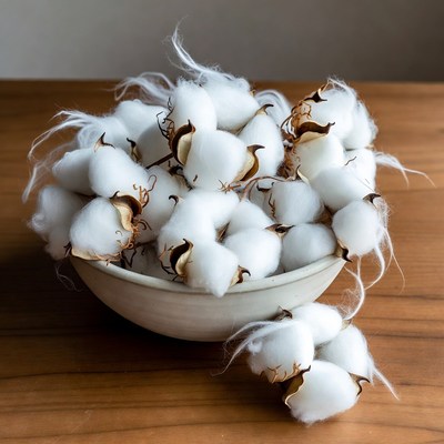 White cotton bolls in bowl