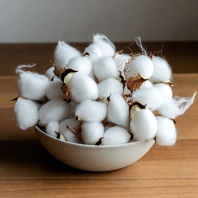 White cotton bolls in bowl