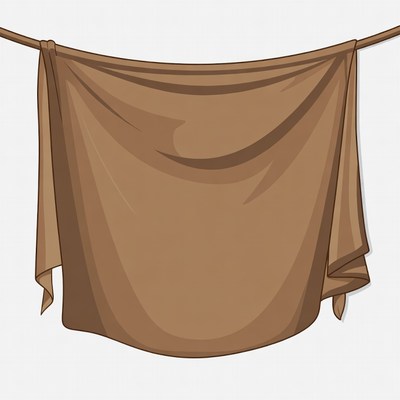 Brown fabric draped on clothesline