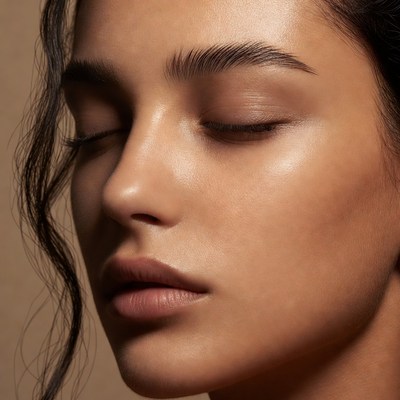 Closeup of woman's serene face
