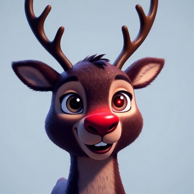 Cute 3D Rudolph Reindeer Smiling