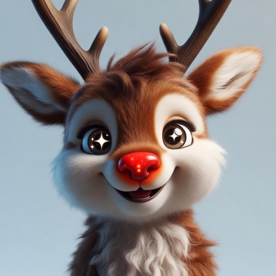 Cute Rudolph Reindeer with Red Nose