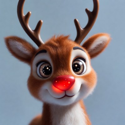 Cute Reindeer with Red Nose