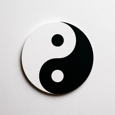 Yin Yang Symbol on White Background
