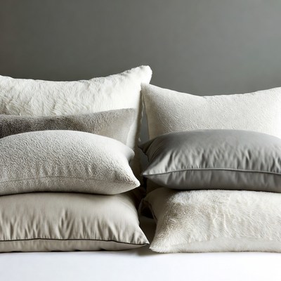 Stacked White Gray Pillows