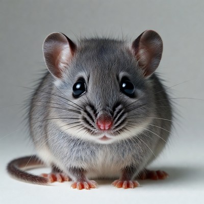 Cute gray mouse on white background