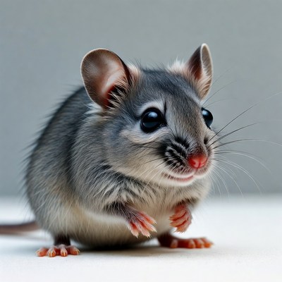 Cute gray mouse with big eyes