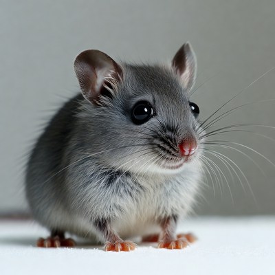 Cute gray mouse on white background