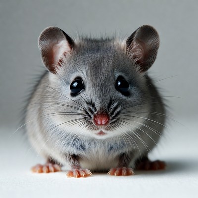 Cute gray mouse with big eyes