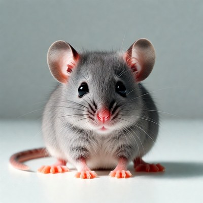 Cute gray mouse on white background