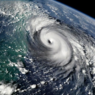Hurricane over Earth from space
