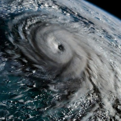 Hurricane over Earth from space