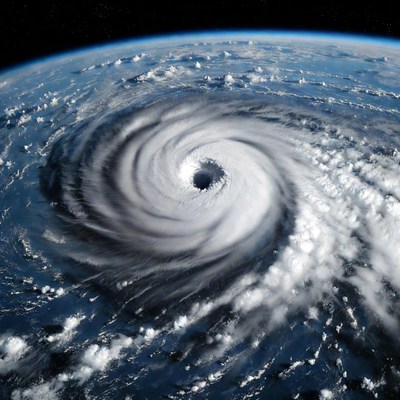 Massive hurricane over Earth from space