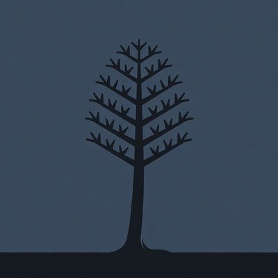 Black silhouette tree with roots