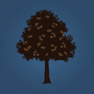 Silhouette tree on blue background