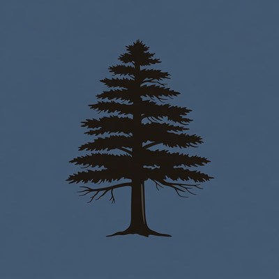 Black silhouette pine tree