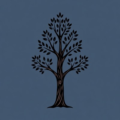 Silhouette tree on blue background