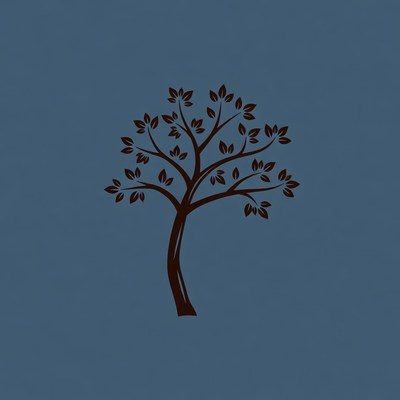 Silhouette tree on blue background