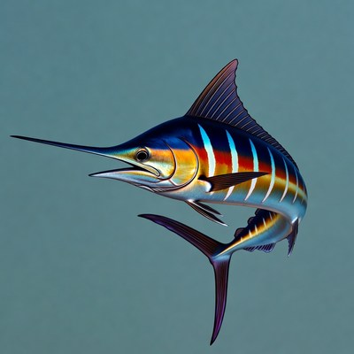 Blue Marlin Swimming