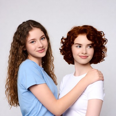 Two young women embracing