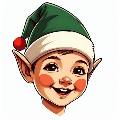 Smiling Christmas Elf Boy Illustration