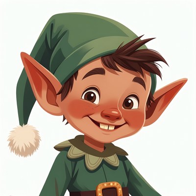 Smiling cartoon elf boy