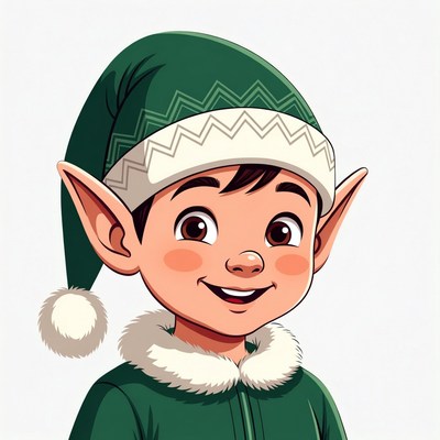 Smiling cartoon elf boy