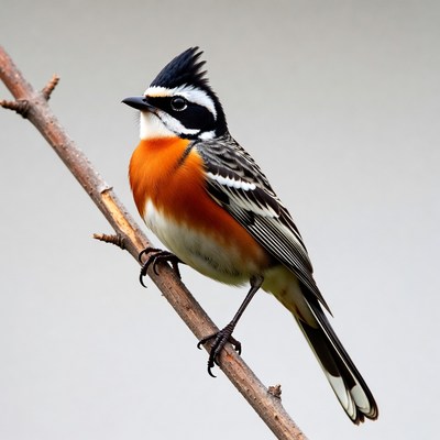 Crested flycatcher perched on branch
