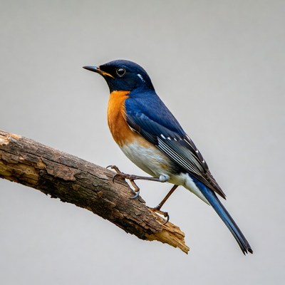 Redstart bird perched on branch