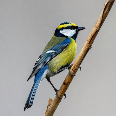 Blue Tit Perched on Branch