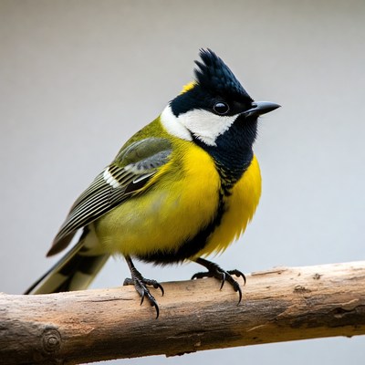 Crested Tit perched on branch