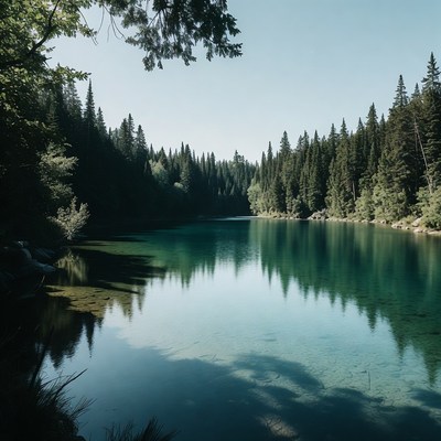 Emerald Lake in Dense Forest